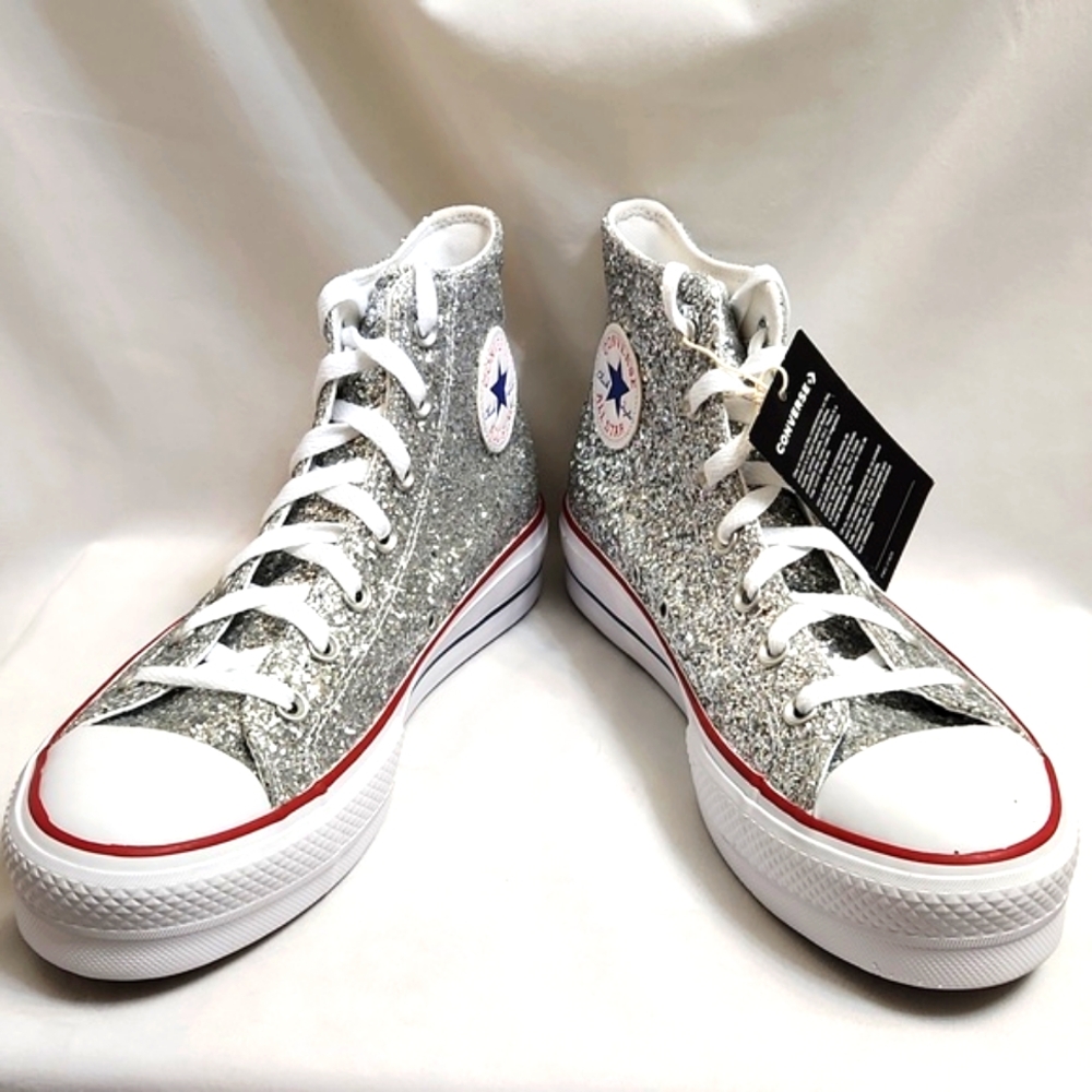 Converse CTAS Lift Platform Glitter Hightop Sneakers (w size 9.5) - Picture 4 of 15